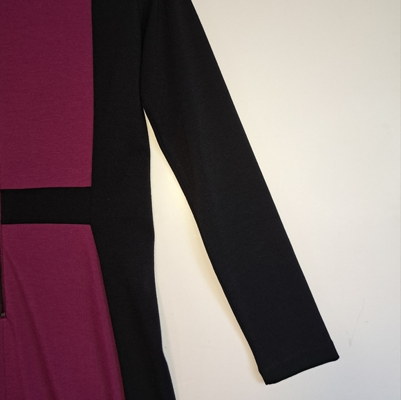 Narciso Rodriguez Design Nation Dress Mulberry Black Long Sleeve Sheath Medium - Picture 8 of 16